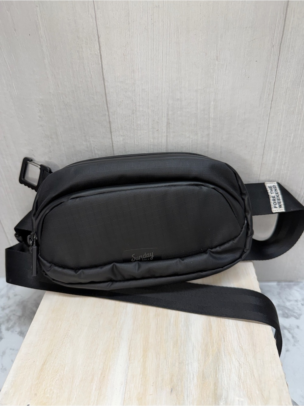 Sunday Golf Black Crossbody Sling Bag Fanny Pack Hip Bag Clip to use as pouch